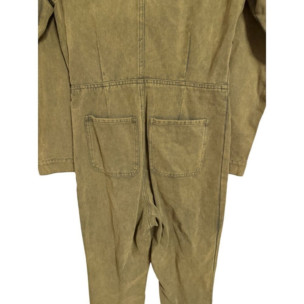 Chelsea & Violet Olive Green Utility Style Jumpsuit Zip Front Four Pockets Small - Picture 8 of 8